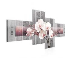 Runa Art Quadro da Parete in Tessuto Non Tessuto, Motivo Orchidea, 200 x 100 cm, Stampa Artistica Rosa, Formato XXL, 4 Pezzi, Made in Germany, Pronto da Appendere, 204641c