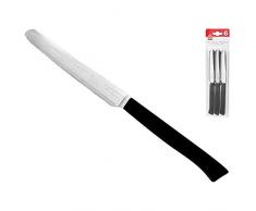 Home 0 Coltelli da Tavola Seghettati, Confezione da 6 Pezzi, Acciaio Inossidabile, Nero, 29x2x8 cm, 6 unitÃ 