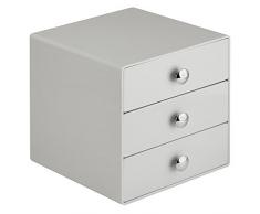 InterDesign Drawers Cassetti Porta Trucchi, Mini Cassettiera Di Qualità Per Make Up, Bijoux Ecc, Cubi Porta Cosmetici Con 3 Cassetti, Plastica Grigio Chiaro