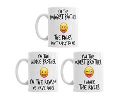 piÃ¹ Giovane Medio Oldest Child Brothers Norme Funny Coffee Mug Tea Cup Gift