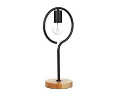 Relaxdays Lampada da Tavolo Comodino Kontur Forma Rotonda E27, 40 W, Nero, 41x19.5x14.5 cm