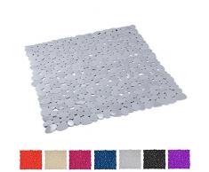 MSV 140886 - Tappetino per Vasca da Bagno, in PVC, Effetto a ciottoli, 53 x 53 x 0,1 cm, Colore: Grigio