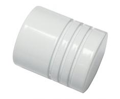 Gardinia Terminale per aste per Tende, 2 x unitÃ cilindriche, Serie Chicago, Metallo, Bianco, Diametro 20 mm