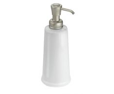 InterDesign York 2 Pompa Sapone Lavandino, Ceramica, Bianco, 7.5x21.5x7.5 cm