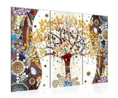 Quadro Klimt Albero della vita 120 x 80 vello Decorazione da Parete XXL Salotto3 pezzi Pronte per lapplicazione 004631a.