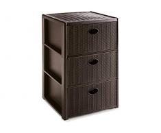 Stefanplast Elegance Cassettiera Slim Salvaspazio 3 Cassetti, Polipropilene, Colore Moka, cm 40x37x60 h, 30x40x60h