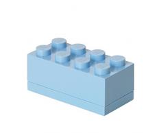 Mini Contenitore Lego a 8 Bottoncini, Inserto Portavivande, Porta Snack, Azzurro