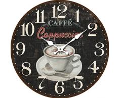 Molhome Vintage Orologio da Parete, Legno, Multicolore, 34 x 34 x 4 cm