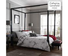 Catherine Lansfield Stag Copripiumino, Argento, Set piumone 2 piazze, 3 Set