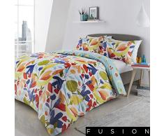 Fusion Fun Fruits - Set copripiumino facile da pulire, Poliestere poliestere. Cotone In policotone. Policotone, Multicolore, Doppio