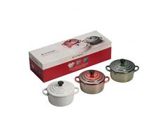 Le Creuset Pentolino da 0,25 litri, set da 3, colore: Rosso/Bianco/Verde