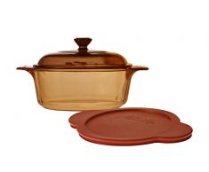 VISIONS - Pentola Versa da 1,25 Litri in vetroceramica Pyroceram, con coperchi in Vetro e plastica, Marrone