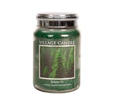 Village Candle Balsam Fir Large Glass Jar Scented Candle, 21.25 Net oz Candela, Verde