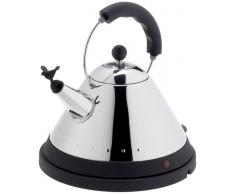 Alessi MG32 B Bollitore Elettrico Cordless in Acciaio Inossidabile Lucido con Manico e Base in PA, Nero