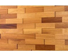 wodewa Rivestimento Murale Legno di Iroko I 1mÂ² Pannelli Murali Rivestimento Parete Legno Decorazioni Pareti 3D Pannello Decorativo Cucina Cameretta