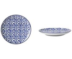 Fill 21301 Set 4 Piatti in Porcellana, Collezione Indaco, Fl.002 Indaco