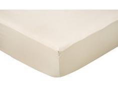AmazonBasics - Lenzuolo con angoli, in rasatello di cotone a 400 fili, anti-piega, colore: beige, beige, 90 x 200 x 30 cm