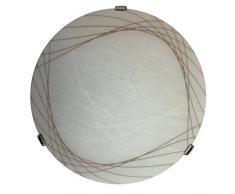Onli - Plafoniera/Lampada da Soffitto/Parete Graffio in Vetro Bianco Satinato Serigrafato con Decorazioni Color Bianco e Marrone. Illuminazione Sala, Soggiorno, Camera, Cucina, Bagno. Diam 50cm