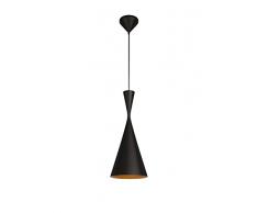 Homemania Lampada A Sospensione Metal Black E27, Nero-Oro, 36x36x136 cm