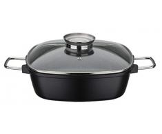 GSW 414579 Gourmet - Rostiera quadrata in alluminio e vetro, 28 x 28 cm, colore: Nero