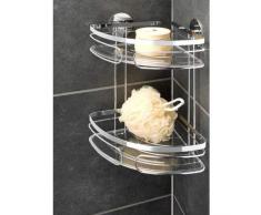 Wenko Turbo Fix - Scaffale ad Angolo con 2 Ripiani, in Argento, 30 x 20,5 x 20,5 cm