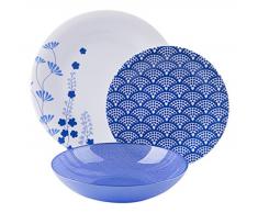 Excelsa Afrodite Servizio Piatti 12 Pezzi, Multiply, Blu