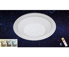 Briloner Leuchten Lampada LED da soffitto con Motivo a Stelle, Luce Regolabile, comandi a Distanza incl. regolatore di tonalitÃ , modalitÃ Notte, plastica, 24W, Bianco 24 W, Ã 49,5 cm