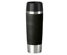 Emsa 515615 Travel Mug Grande Bicchiere Termico con Chiusura Quick Press, Acciaio, Nero, 0,5 l