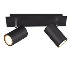 Trio Leuchten Lampada da soffitto, Nero Opaco, Spotbalken 2-flammig