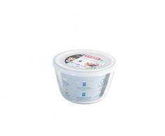 Pyrex Cook&Freeze Contenitore Tondo con Coperchio, Vetro, Bianco, 1,1 Litri, 1,1 L