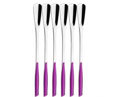 BUGATTI Glamour Set Cucchiai da Cocktail, Acciaio Inossidabile, Viola, 16x26x3 cm