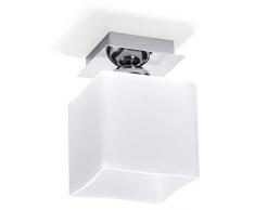 Sollux Lighting Piazza 1 Plafoniera, Vetro, Bianco, Cromato