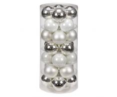 Inge-glas 1900D003 Palle di Natale da 60 mm, 28 Pezzi, Colore: Argento Lucido/Bianco Opaco