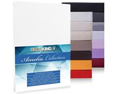 DecoKing Spannbettlaken Lenzuolo con Angoli, Microfibra, Bianco, 90x200-100x200