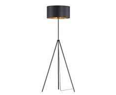 Reality Leuchten Lampada da Pavimento E27, 60 W, Schwarz Matt/Goldfarbig, 55 x 55 x 150 cm