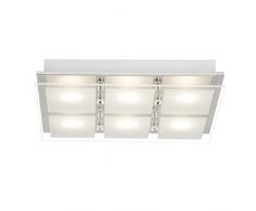 Brilliant World LED lampada da parete/soffitto, 6Â luci, 6Â X 5Â W LED integrato, 6Â X 400Â Lumen, 3000Â K Bianco caldo, vetro/metallo, cromato, 38Â x 34Â x 6.5Â cm, g10406/15