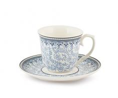 H&H 6279 Set Tazze caffÃ¨, Porcellana, Azzurro, 2 unitÃ 