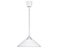Trio Leuchten 301400101 Diego Lampada a Sospensione, E27 max.60W, Ã 30cm, lunghezza 125cm, vetro rigato bianco