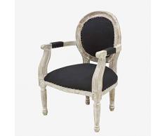 Better & Best Poltrona Braccioli Aperti, Bianco, Cotone, Nero, Misure 49,5 x 42 x 69 cm, Materiale: Legno/Tessuto, Taglia Unica