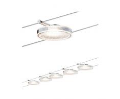 Sistema su cavi Paulmann 941.10 per set LED a disco DiscLED2 luce bianco caldo. 5X4 W LED luce bianco caldo. Cromato. Luci pensili 94110, materiali vari, argento