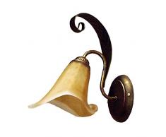 ONLI 4230/Ap Applique in Metallo Marrone spennellato Oro e Vetro Ambra