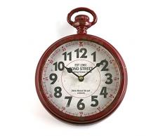 VERSA 18190158 Orologio Parete, Metallo, Rosso, 6.5 x 22 x 28 cm