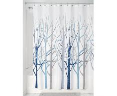 InterDesign Forest Tenda Doccia, Tessuto, Blu, 180x0.2x180 cm