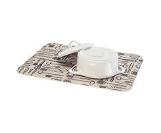 InterDesign iDry Tappetino lavello extra-large, Spesso tappetino cucina in poliestere e microfibra per asciugatura delle stoviglie, bianco/nero