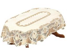 HAFT Adesivi 222524/120y Jacquard Tovaglia, 120Â x 220Â cm, Bicolore biancastro/Scuro Golden