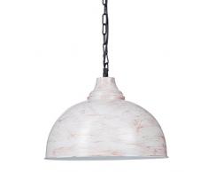 Relaxdays 10019218 Lampada a Sospensione Metallo con Catena Stile Shabby Patinato Antico Lampadario HLP: 142 x 35,5 x 35,5 cm Bianco, acciaio