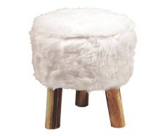 Ligne Decor - Sgabello in finta pelliccia Yeti, in acrilico/poliestere, 32 x 36 cm bianco