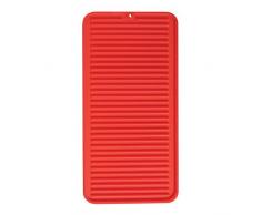 InterDesign Lineo Scolapiatti da appoggio, Tappetino in silicone di piccole dimensioni ideale come sottopentola, asciugapiatti e scolaposate, rosso