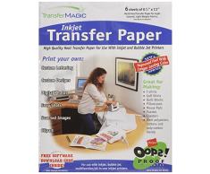 Magic Transfer Carta Inkjet Transfer 8,5 x 11 Pollici, Confezione da 6