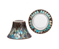 YANKEE CANDLE Autumn Mosaic Candela Ombrello con Piatto, Vetro, Multicolore, 19 x 19 x 15 cm